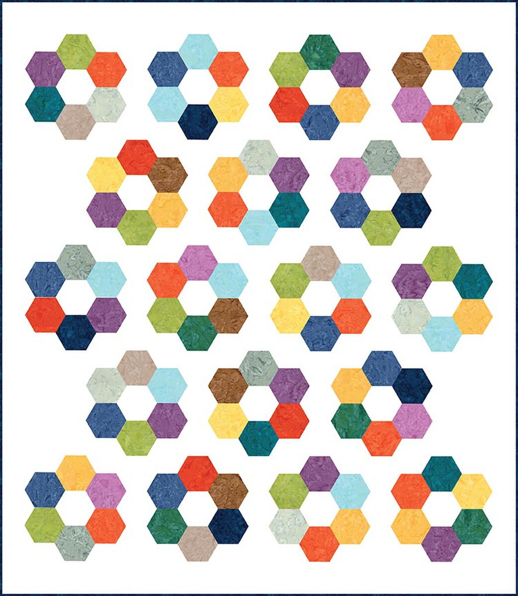 Riley Blake Designs Fran Gulick Hexie Blooms Quilt Pattern P173-HEXIEBLOOMS