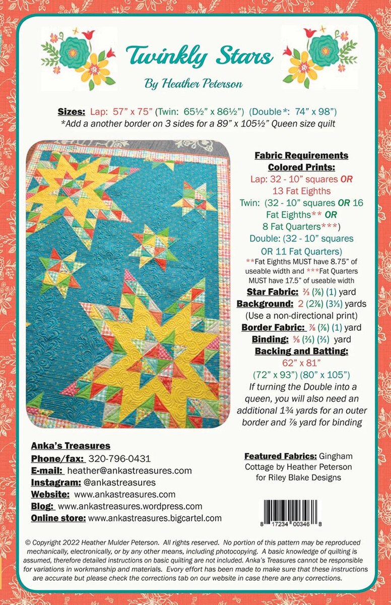 Riley Blake Designs Heather Peterson Twinkly Stars Quilt Pattern P154-TWINKLYSTAR