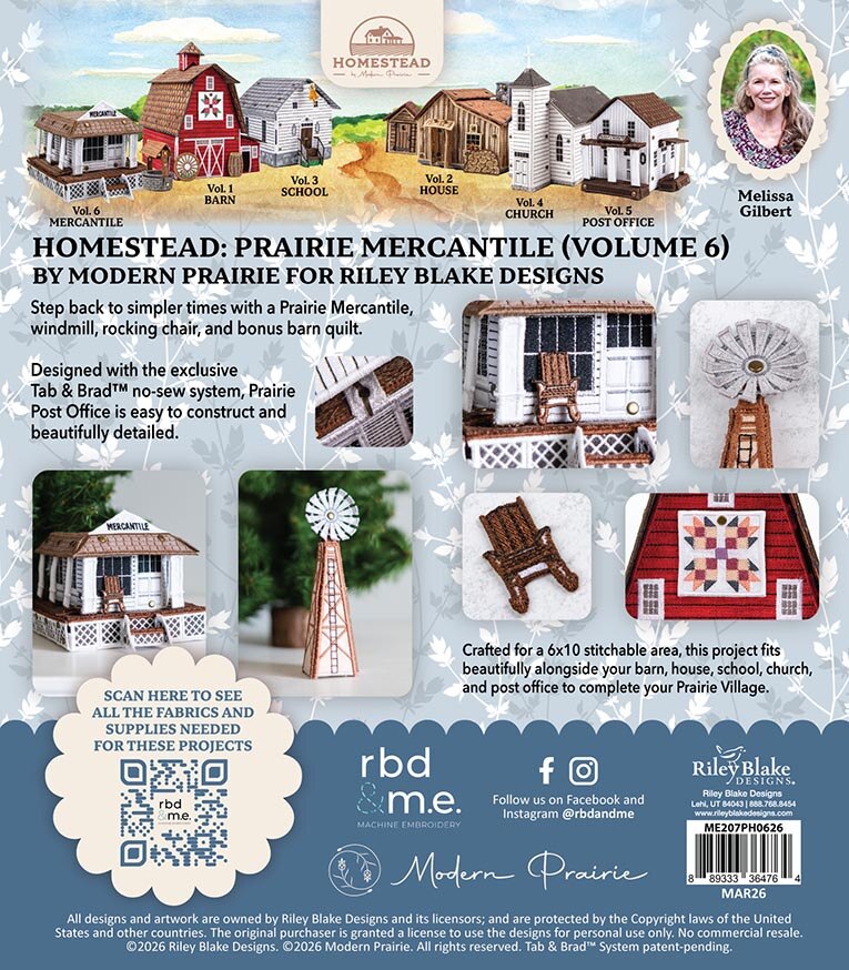Riley Blake Designs Homestead Prairie Mercantile 3D Machine Embroidery Kit ME207PH0626