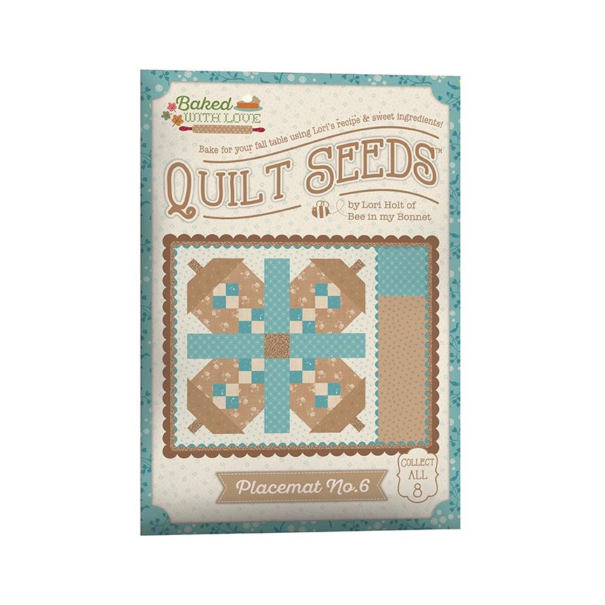 Quilt Seeds placemat packaging with quilt design and text on a white background