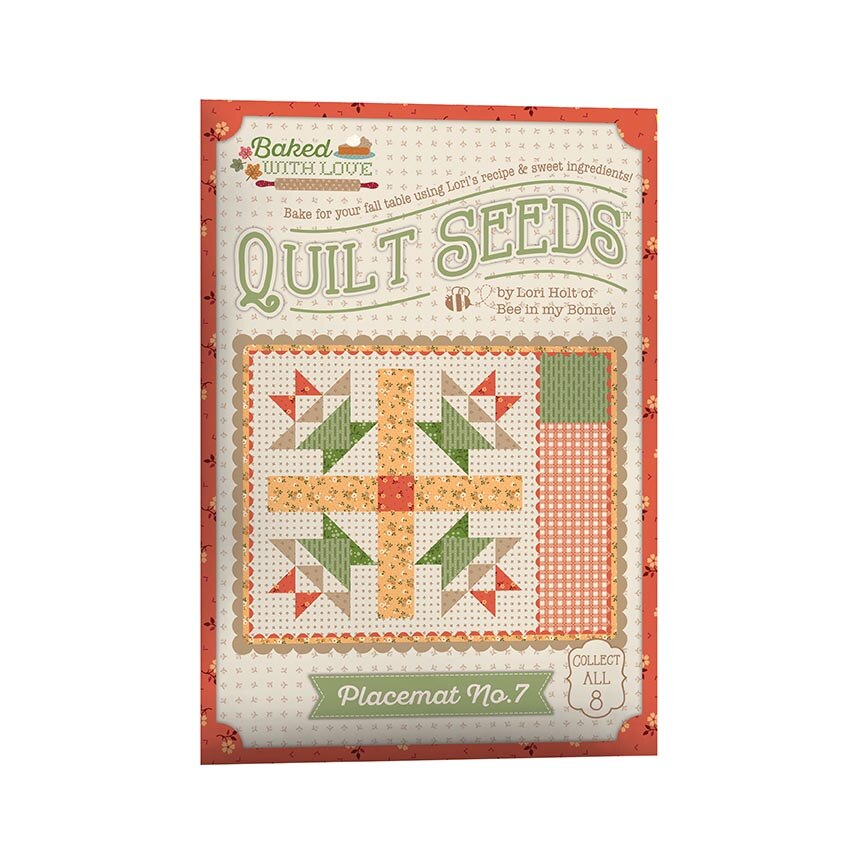Quilt Seeds placemat packaging with quilt design and text on a white background