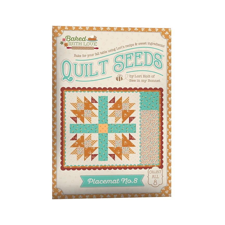 Quilt Seeds placemat packaging with quilt design and branding on a white background