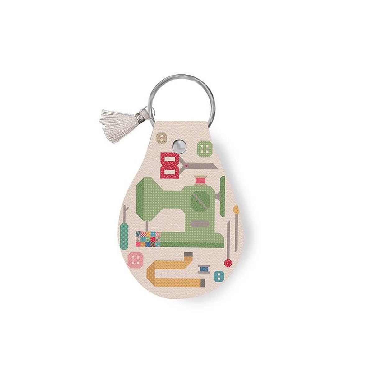 Riley Blake Designs Lori Holt Mercantile 2 Leather Circle Key Chain STLR-45548