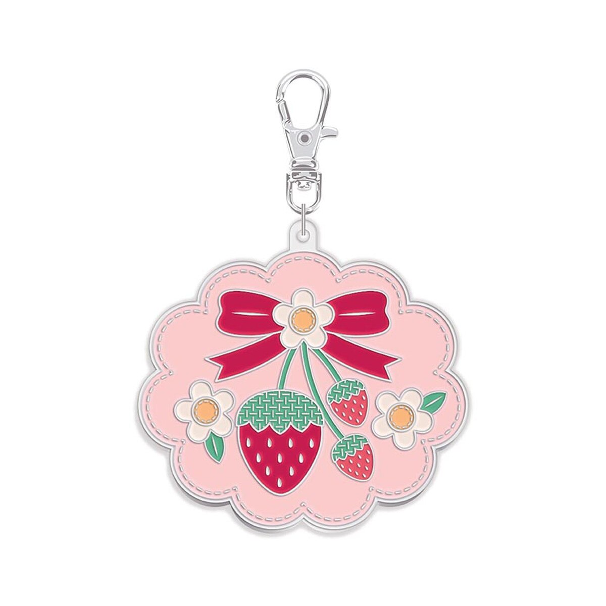 Riley Blake Designs Lori Holt Strawberry Crush Berry & Sage Enamel Happy Charm ST-48381