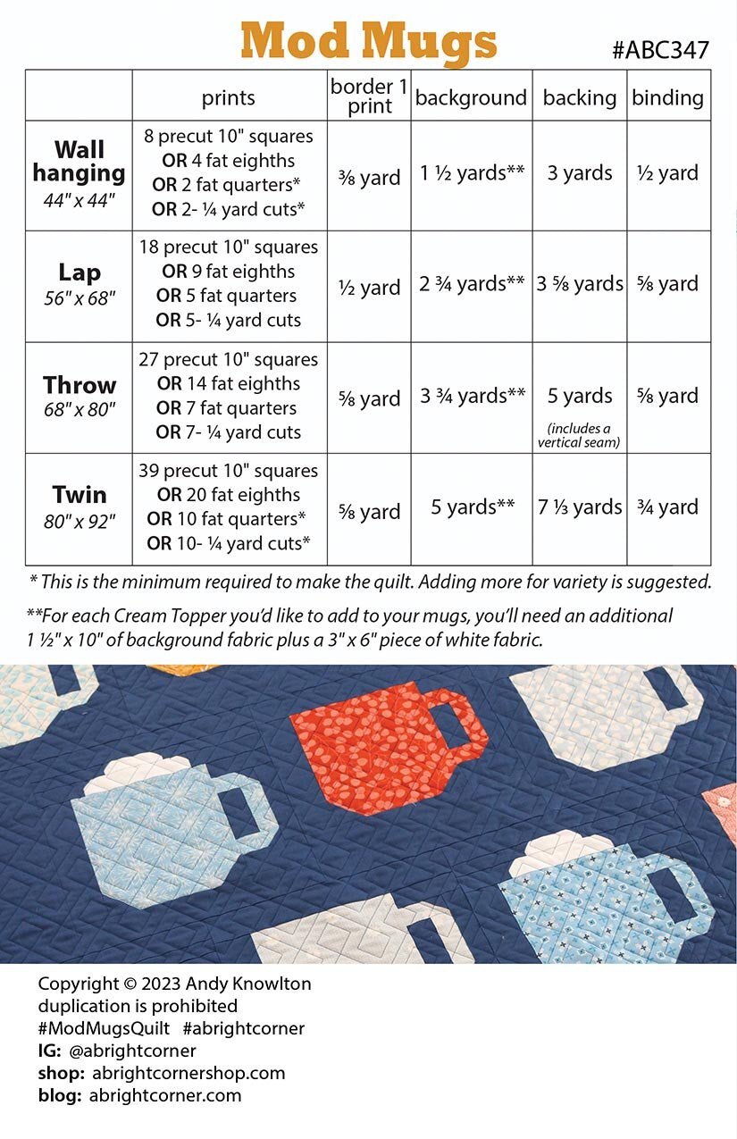 Riley Blake Designs Mod Mugs Quilt Pattern P165-MODMUGS