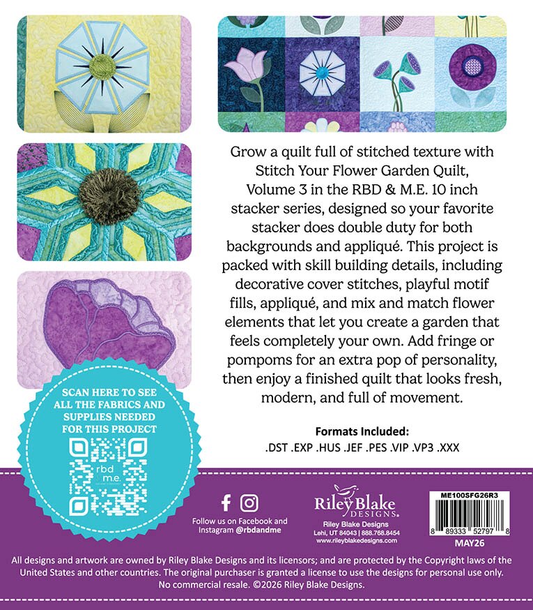 Riley Blake Designs RBD&ME Stitch Your Flower Garden Machine Embroidery Kit ME100SFG26R3