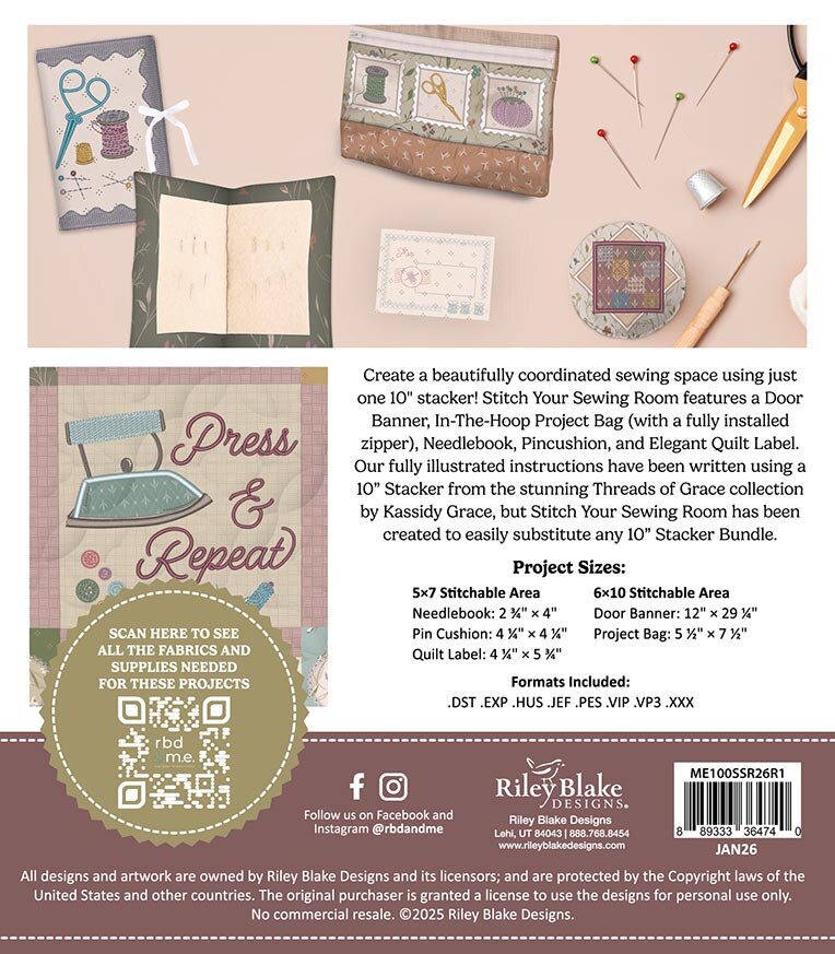 Riley Blake Designs RDB&ME Stitch Your Sewing Room Machine Embroidery Kit ME100SSR26R1