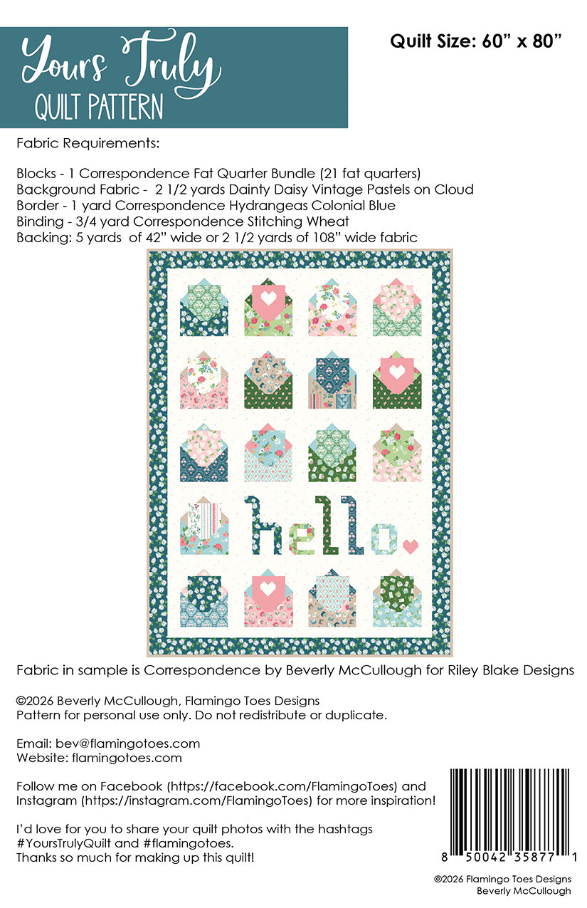 Riley Blake Designs Yours Truly Quilt Pattern P138-YOURSTRULY