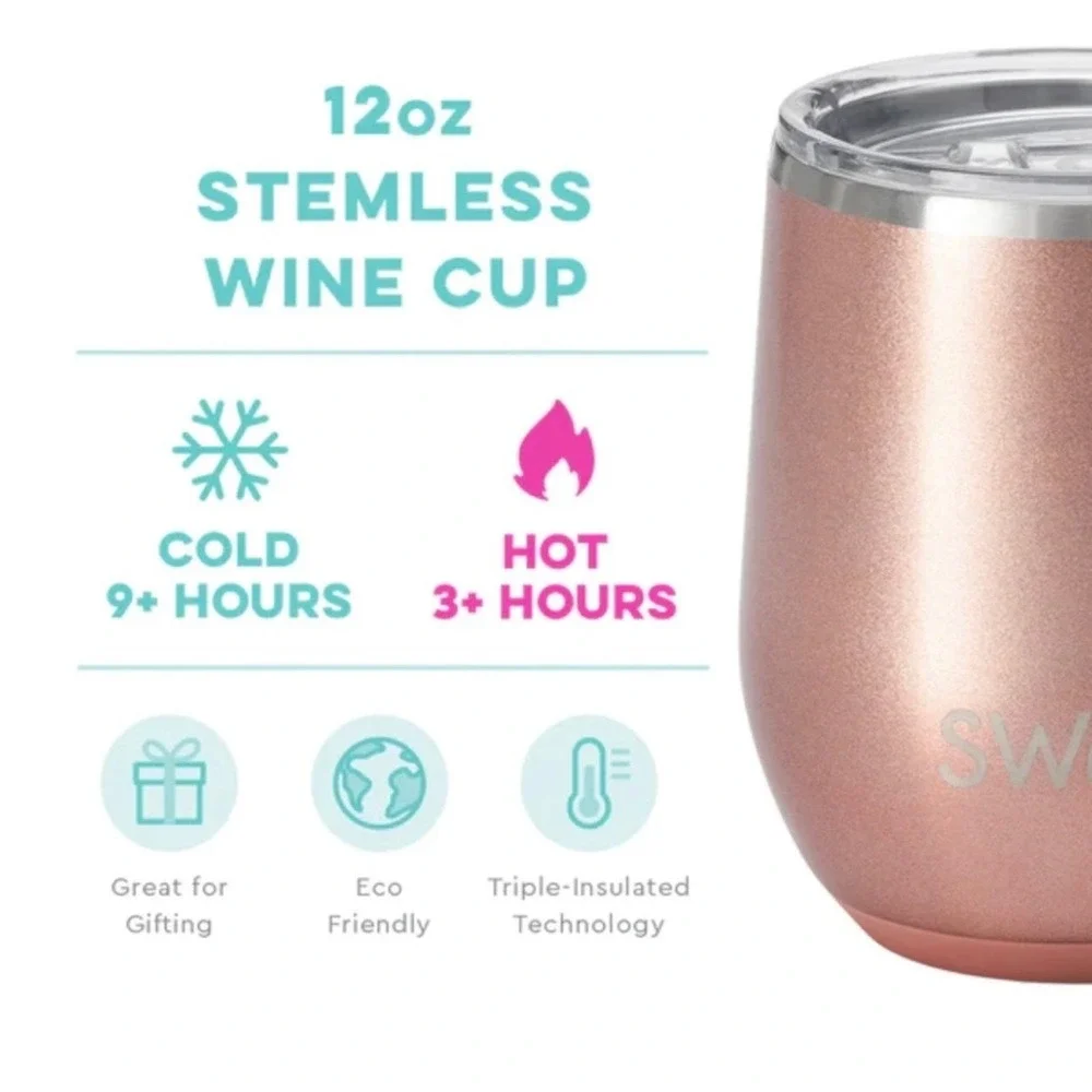 Swig Rose Gold Stemless Wine Glass Tumbler 12oz S100-C12-RS