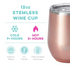 Swig Rose Gold Stemless Wine Glass Tumbler 12oz S100-C12-RS
