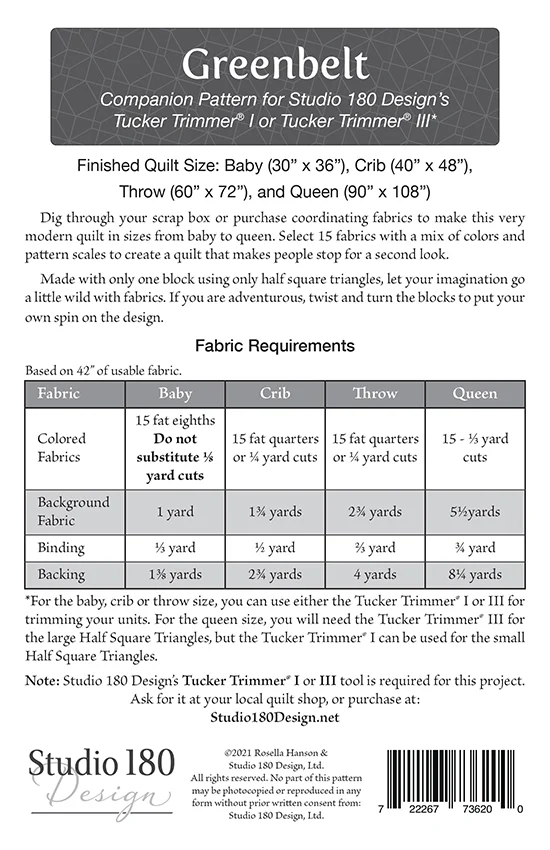 Studio 180 Design Greenbelt Quilting Pattern SP002