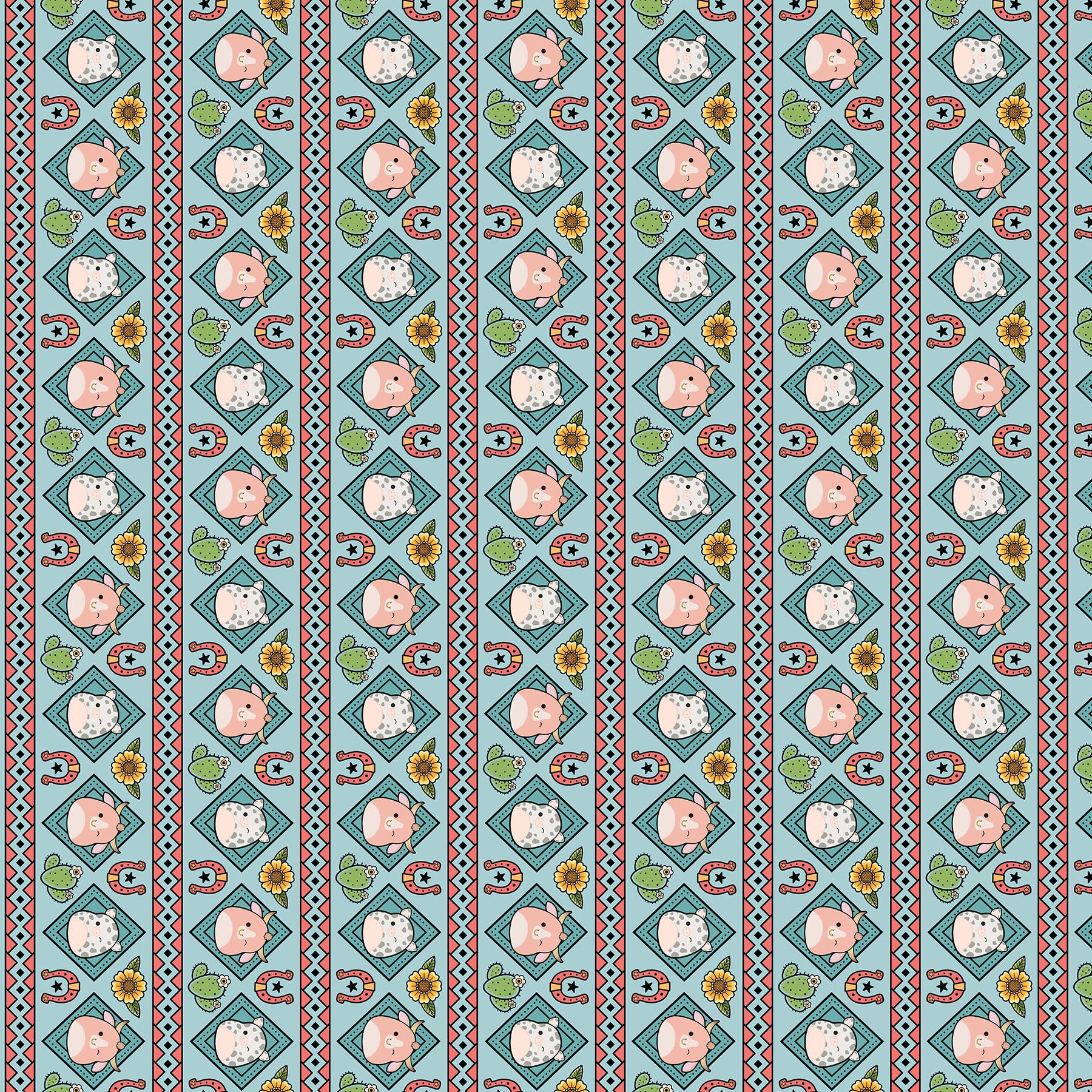 Fabric Northcott Turquoise Border Rodeo by the Quarter Yard SQ1051-61