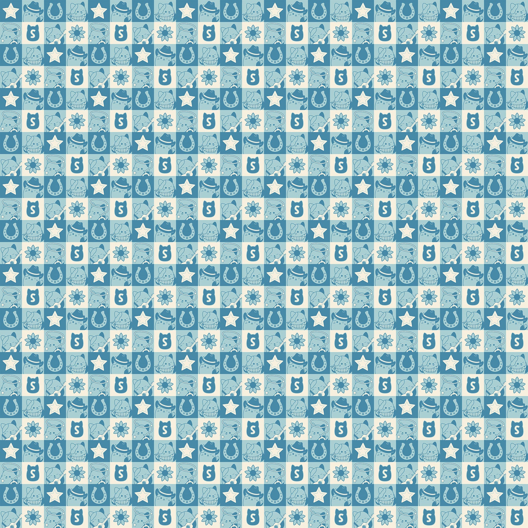 Fabric Northcott Blue Check Rodeo by the Quarter Yard SQ1053-43