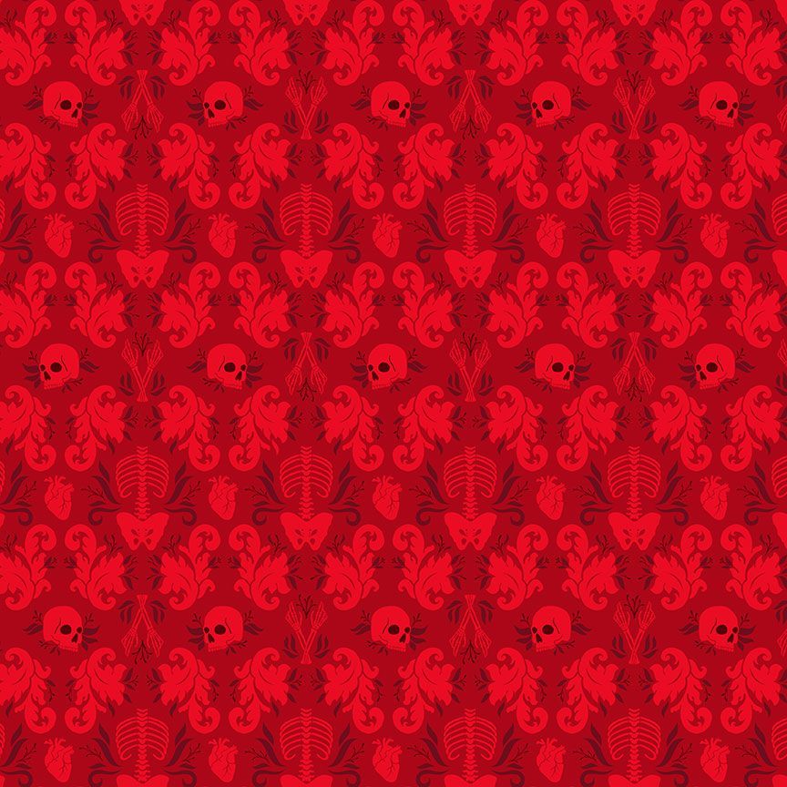 Fabric Dear Stella Bloodlust Damask Fatale Redux by the Quarter Yard DCM3810-BLOODLUST