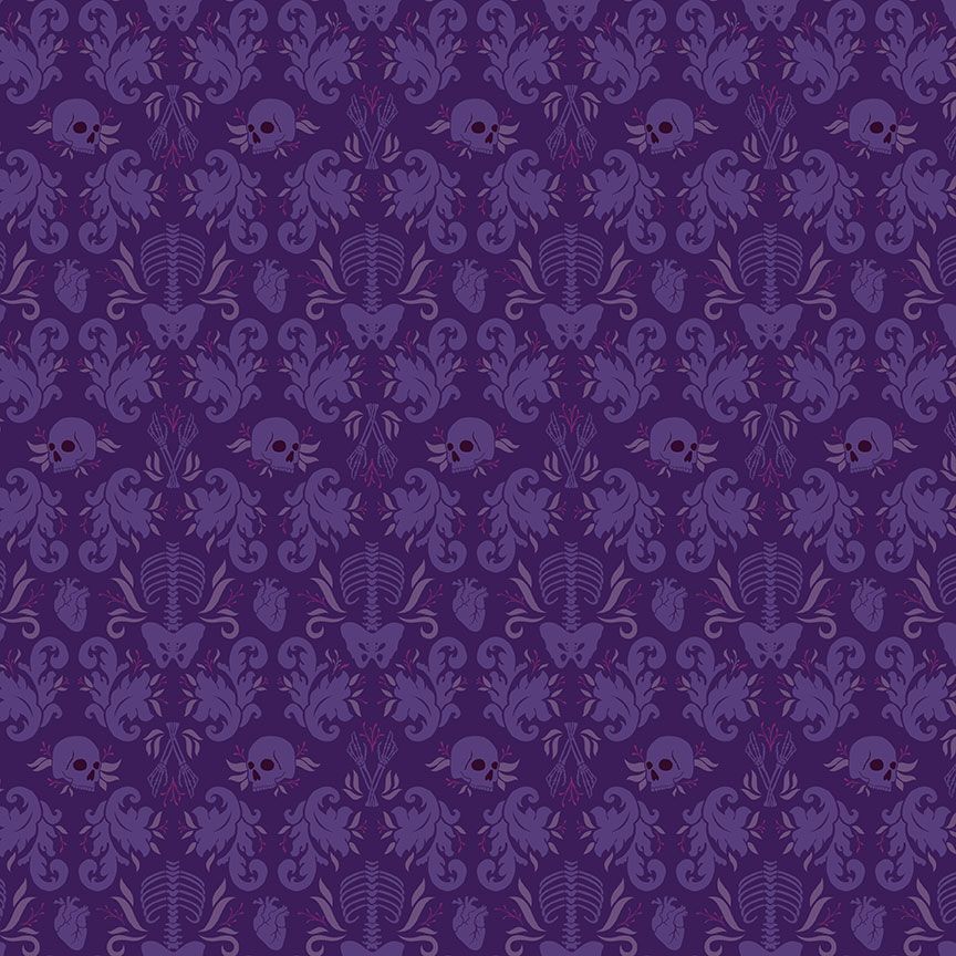 Fabric Dear Stella Nightshade Damask Fatale Redux by the Quarter Yard DCM3810-NIGHTSHADE