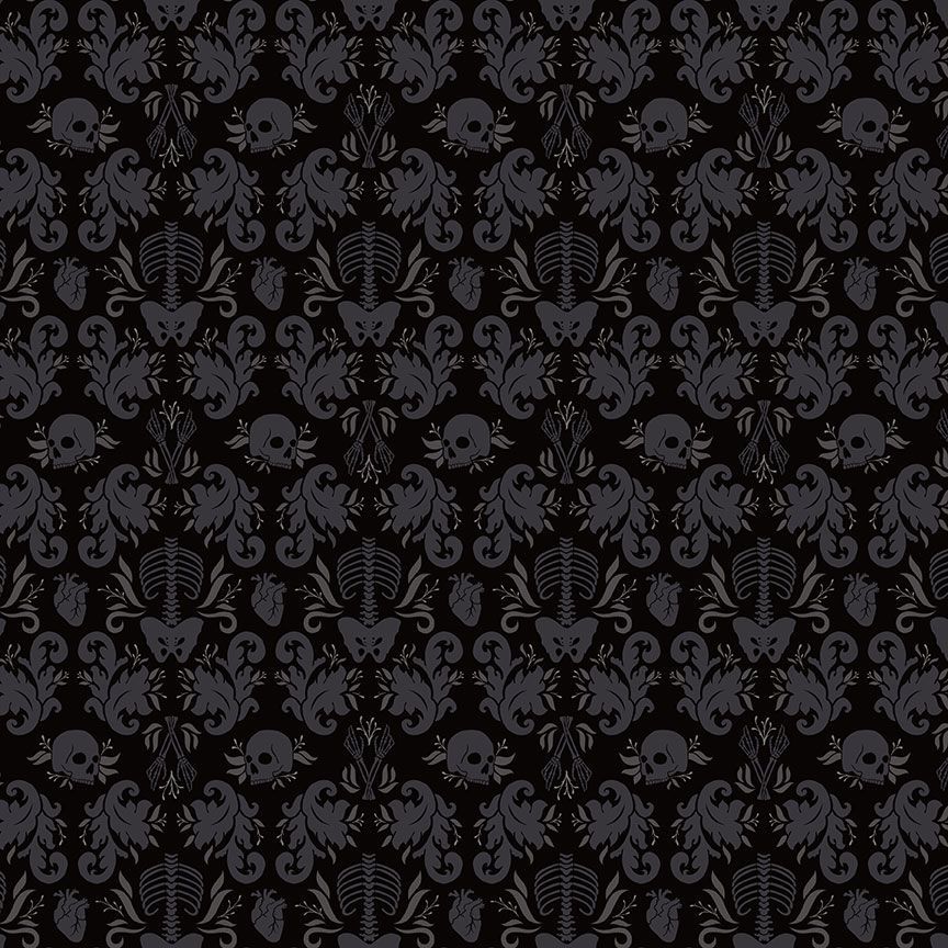 Fabric Dear Stella Void Damask Fatale Redux by the Quarter Yard DCM3810-VOID