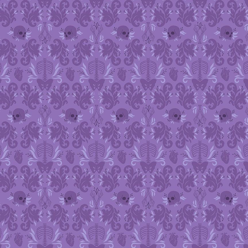 Fabric Dear Stella Wraith Damask Fatale Redux by the Quarter Yard DCM3810-WRAITH