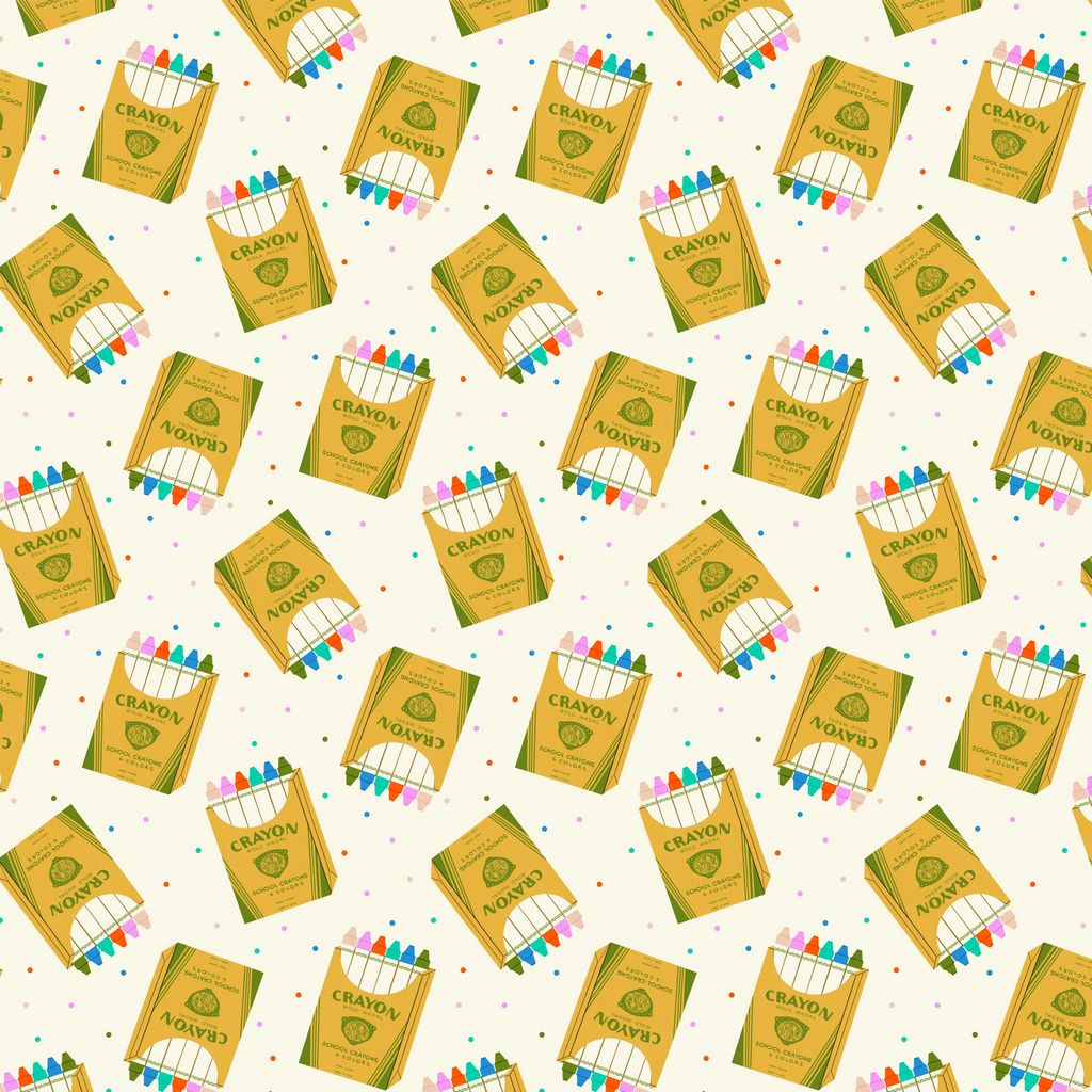 Fabric Dear Stella Egret Crayons Hall Pass by the Quarter Yard DFG3622-EGRET