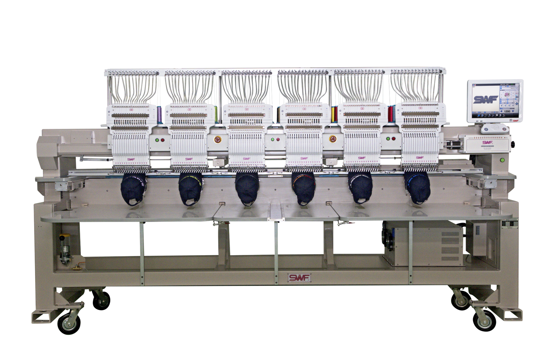 SWF KX-UK1506-45 15 Needle Six Head Wide Area Commercial Embroidery Ma ...