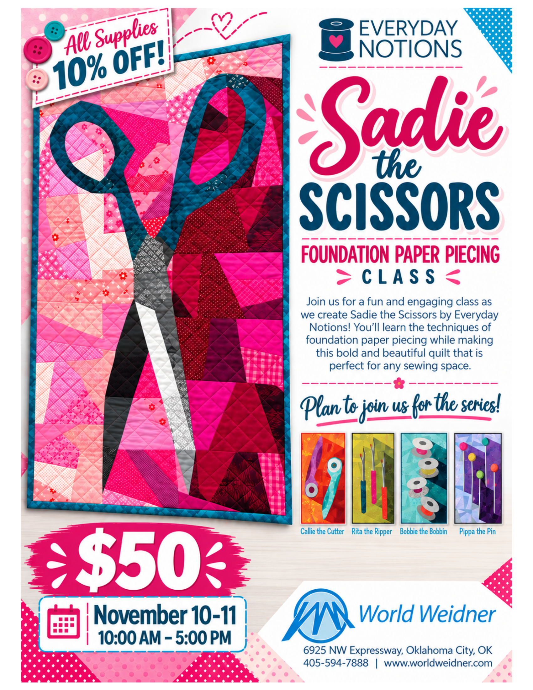 Sadie the Scissors Foundation Paper Piecing Class 11/10-11