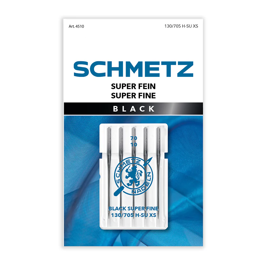 Schmetz 5pk Size 70/10 Black Super Fine Machine Needles 4510 130/705H-SU-XS
