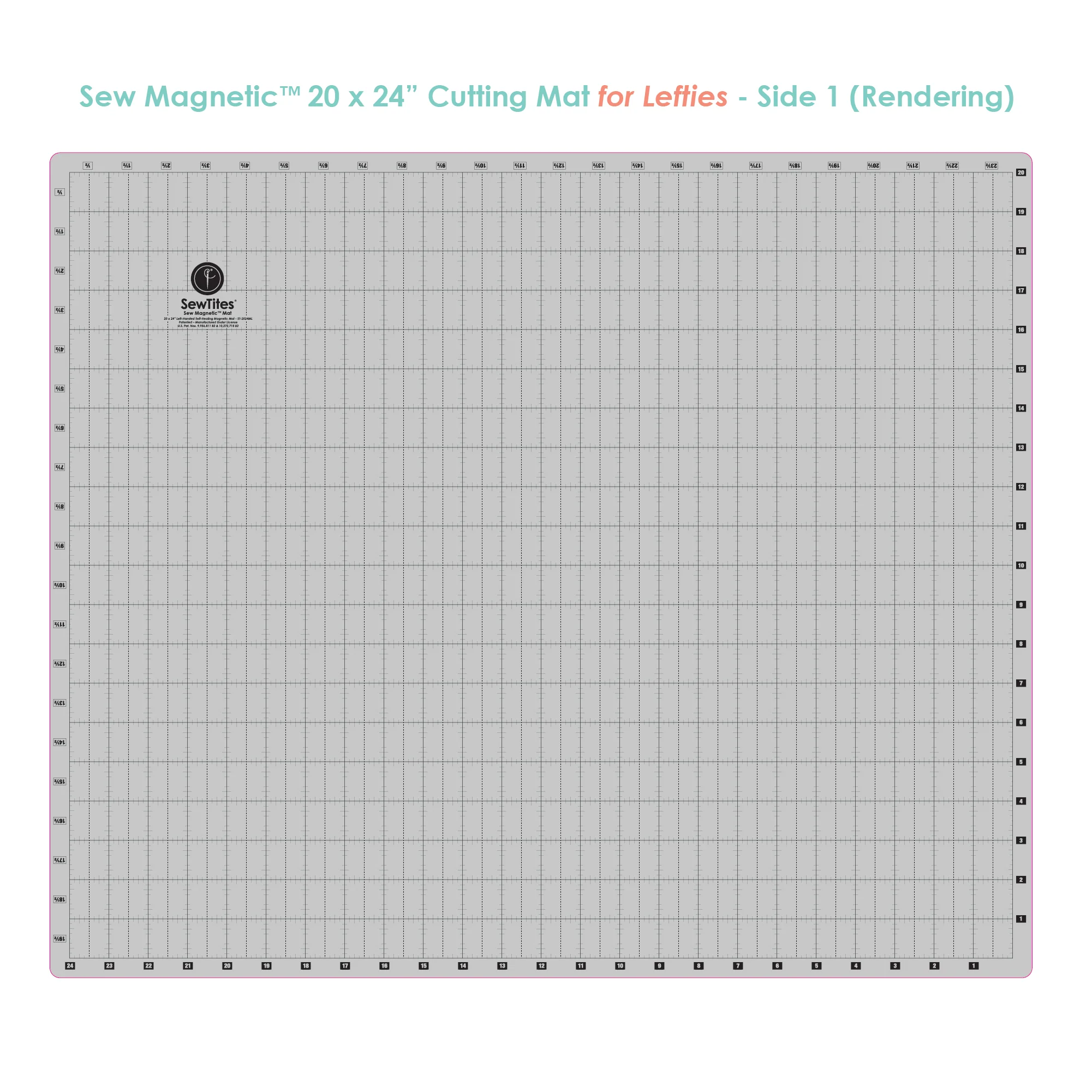 SewTites Sew Magnetic Cutting System Left Handed 20x24" Cutting Mat Side 1