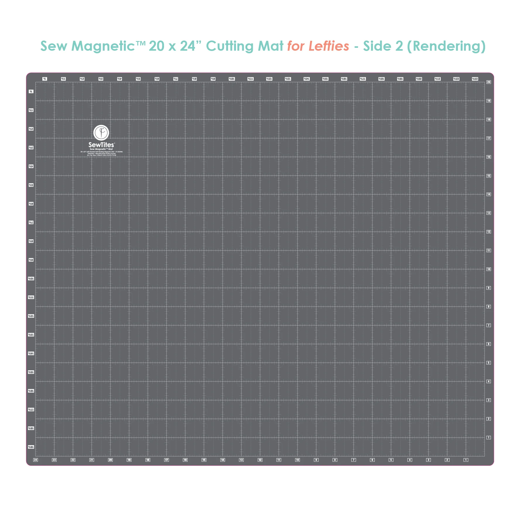 SewTites Sew Magnetic Cutting System Left Handed 20x24" Cutting Mat Side 1