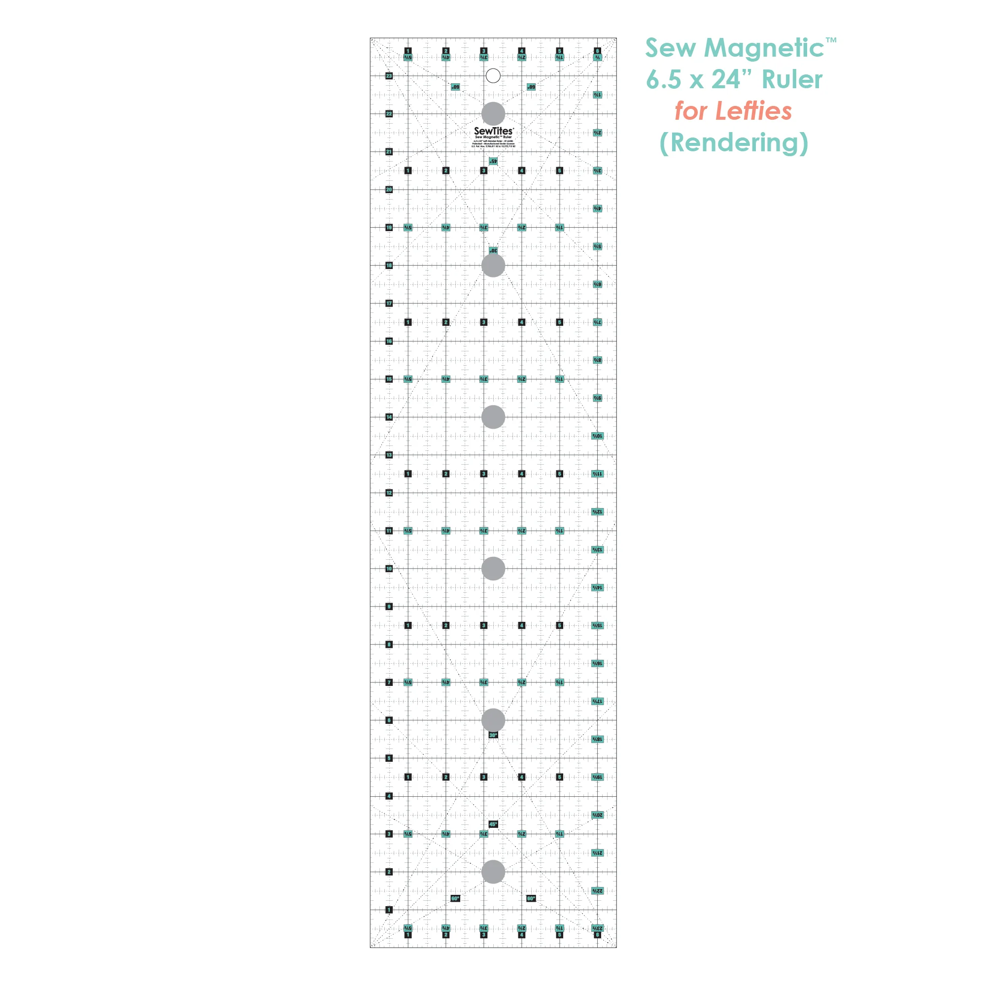 SewTites Sew Magnetic Cutting System Left Handed 6.5x24" Magnetic Ruler