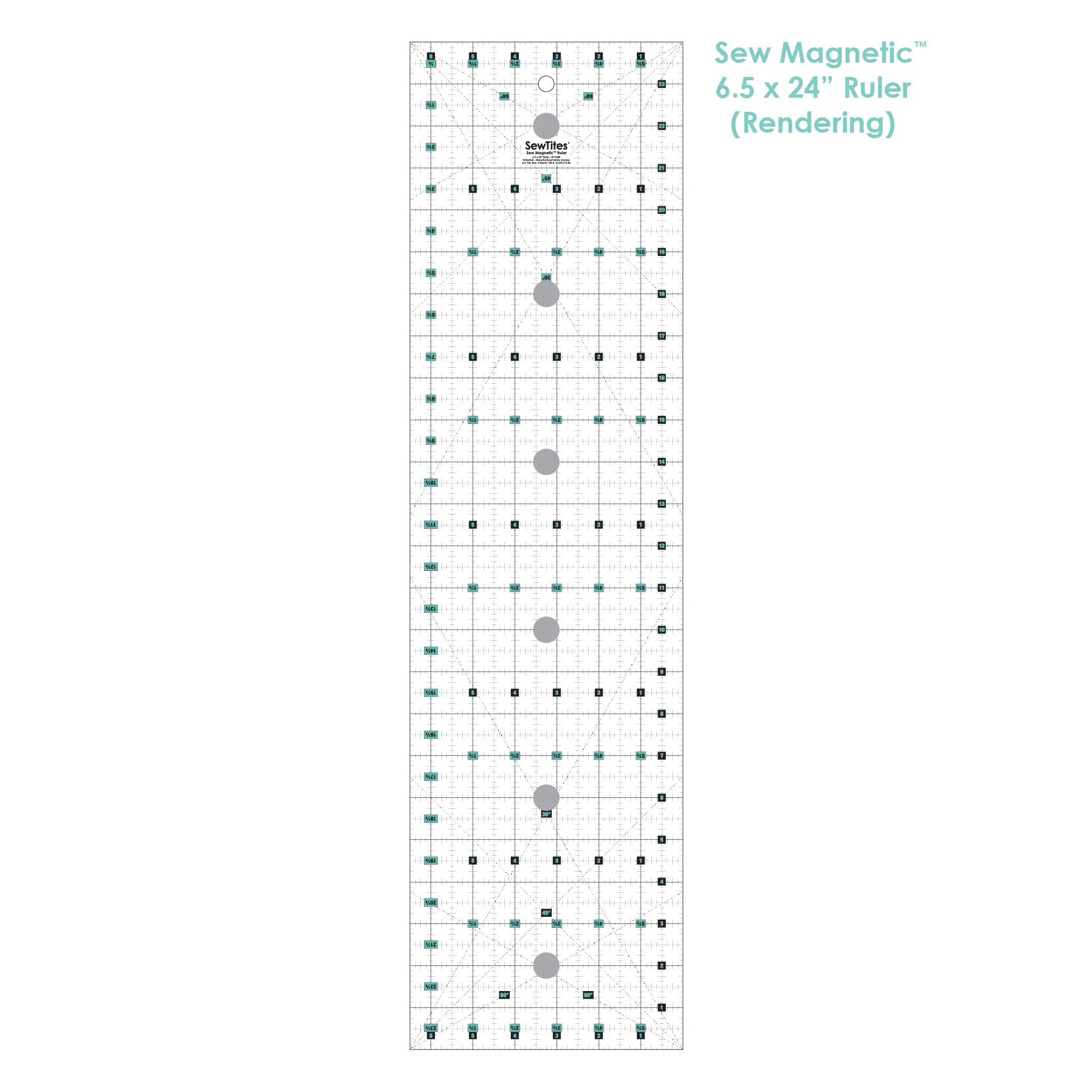 SewTites Sew Magnetic Cutting System Right Handed 6.5x24" Magnetic Ruler