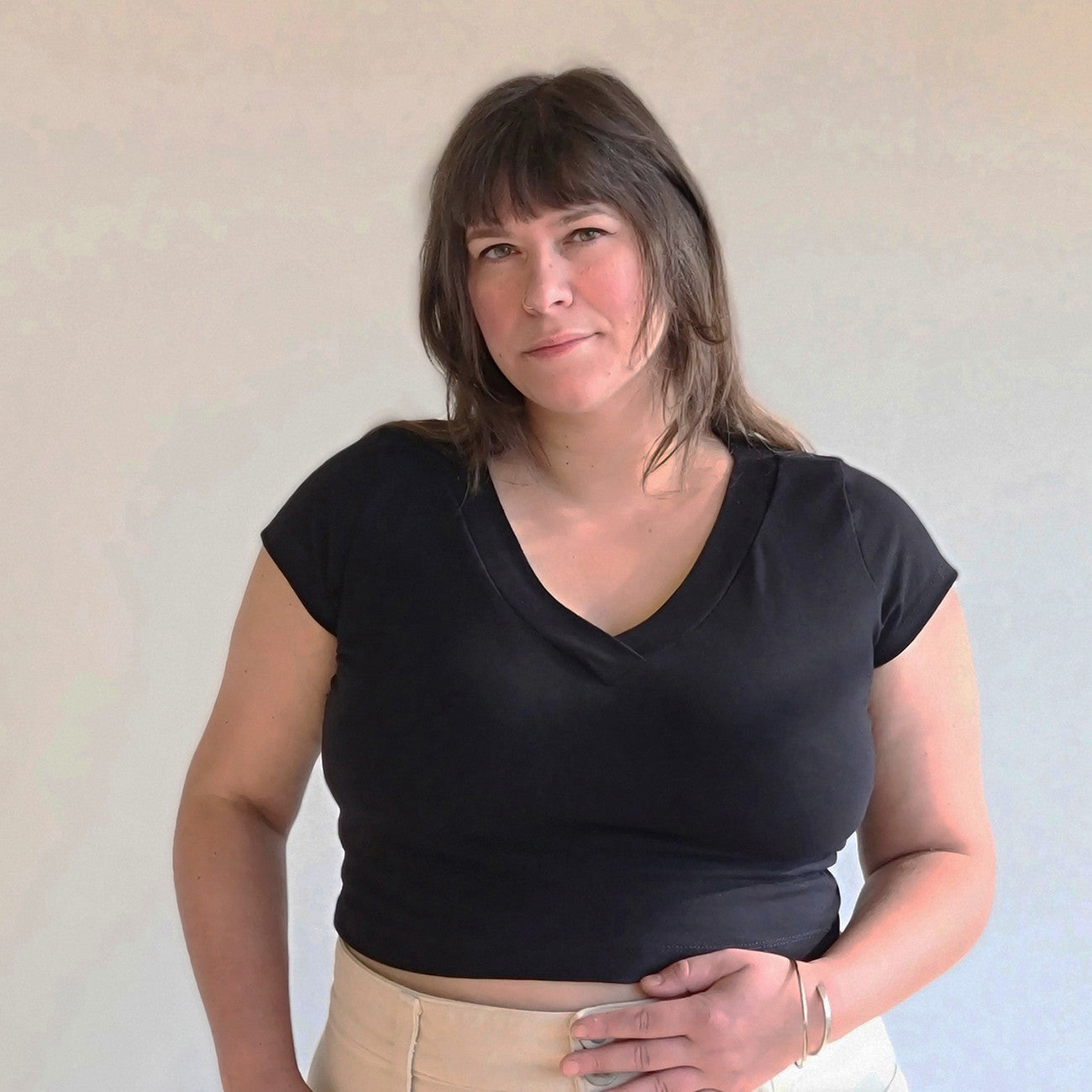 Sew House Seven Skyline Tee Curvy Fit Sewing Pattern Modeled SHS165C