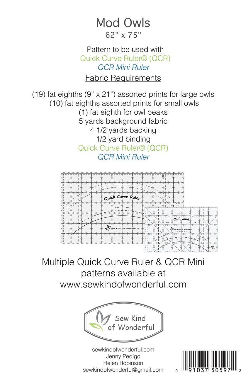 Sew Kind of Wonderful Mod Owls QCR / QCR Mini Quilt Pattern SKW417