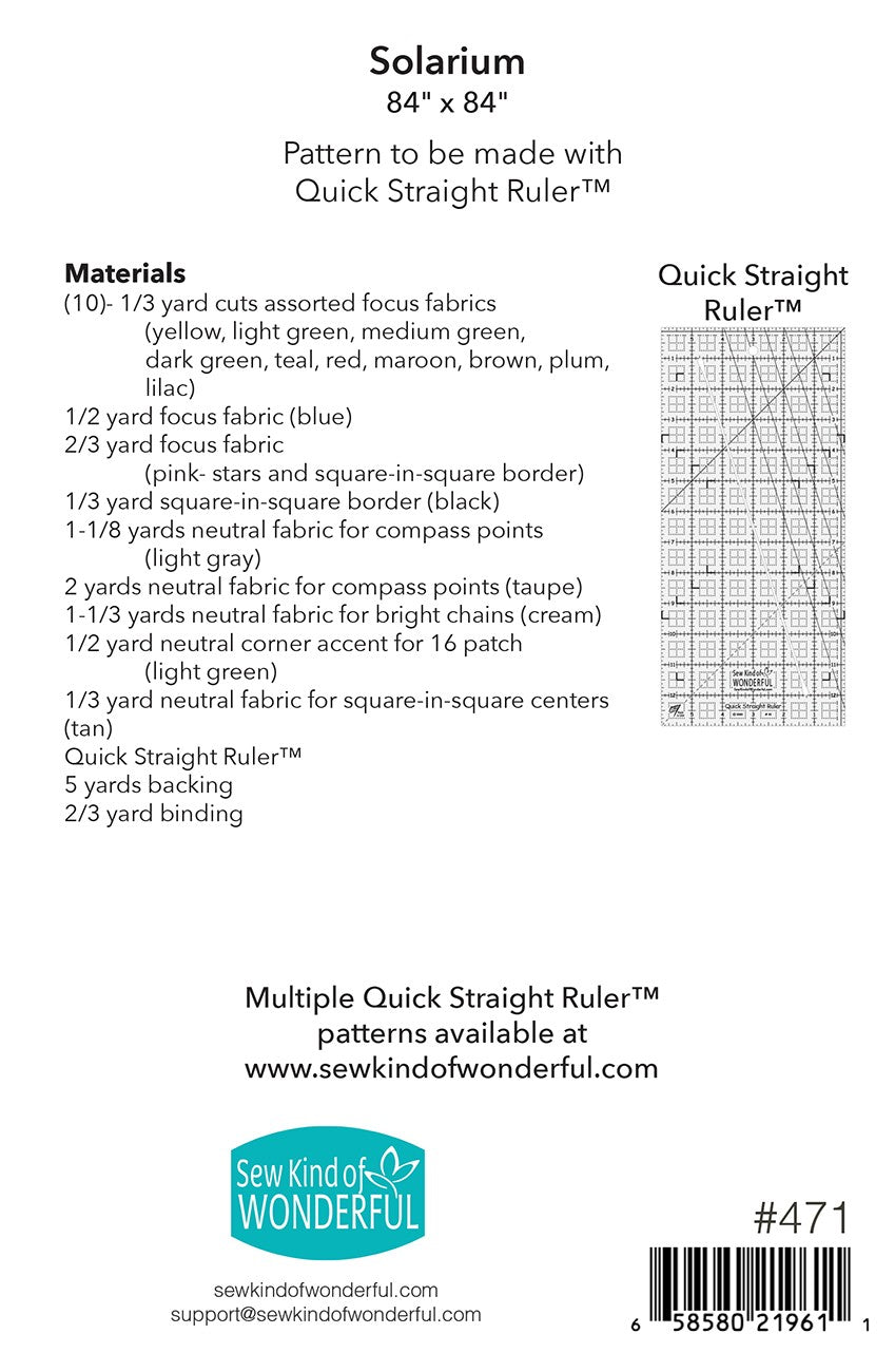 Sew Kind of Wonderful Solarium Quick Straight Quilt Pattern SKW471