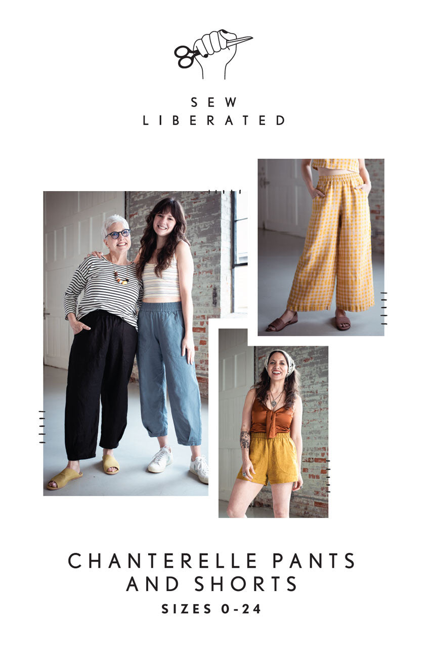 Promotional image for 'Chanterelle Pants and Shorts' by Sew Liberated featuring models wearing the garment.