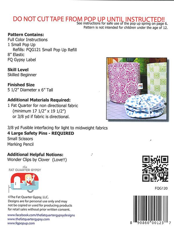 Sew Organized Design Fat Quarter Pop Up Pattern FQG-120