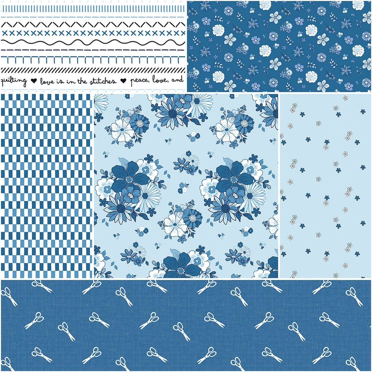 Shop the Blue Blooms and Threads Fabric Collection by Christopher Thompson for Riley Blake Designs at World Weidner