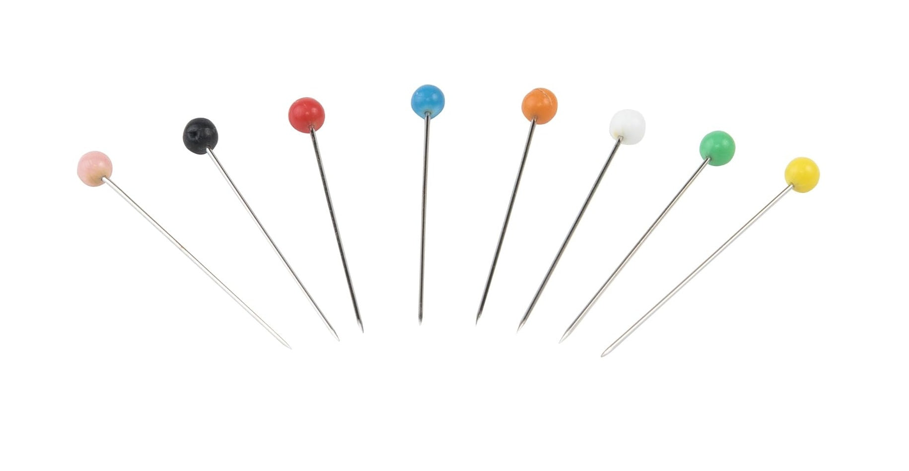 Set of colorful sewing pins on a white background