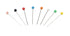 Set of colorful sewing pins on a white background