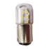 A single small LED light bulb with a clear transparent dome, six yellow LED chips, and a silver metal bayonet base, shown on a plain white background.