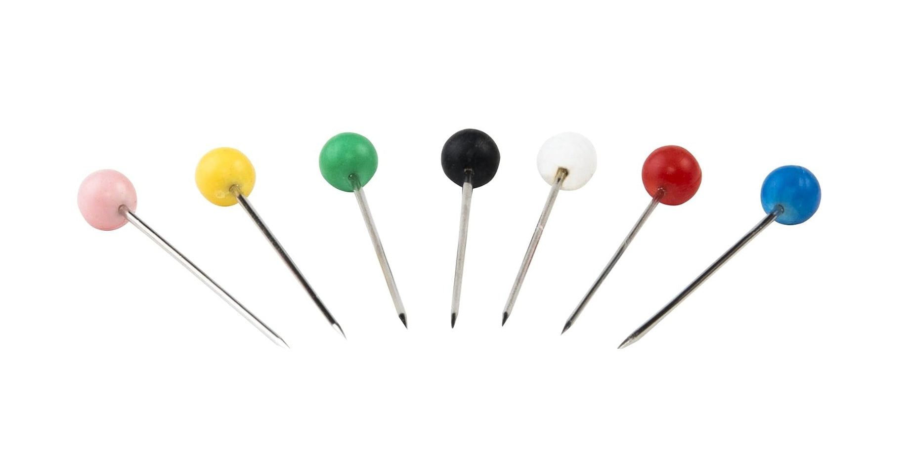 Set of colorful sewing pins on a white background