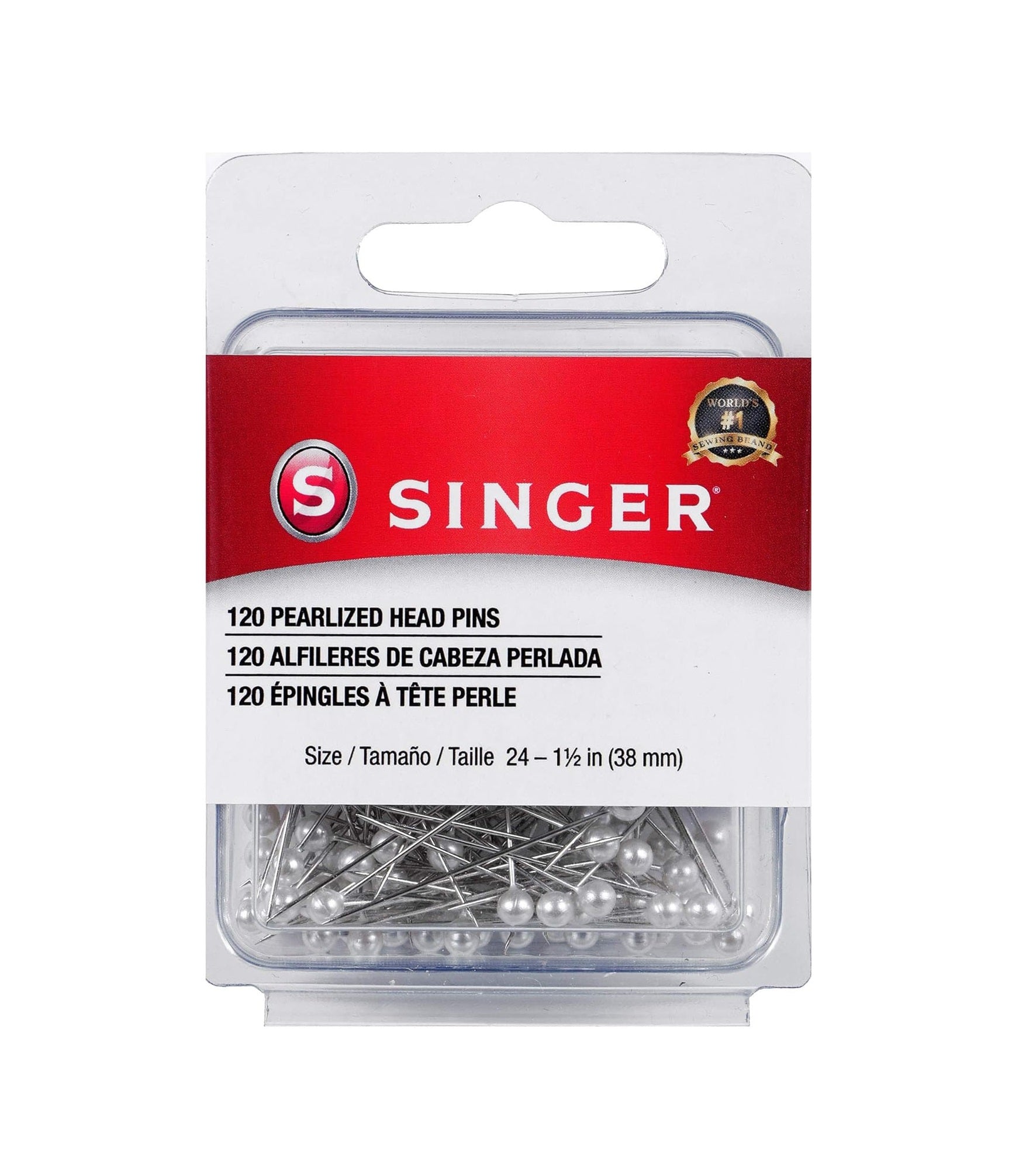Singer Size 24 Pearlized Ball Head Straight Pins 120ct 07051