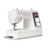 A white Singer Smart Heavy Duty HD9120 sewing machine with a built-in smartphone display showing a sewing pattern app, set against a solid white background.