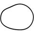 A black rubber gasket or seal with an irregular, organic shape, isolated on a solid white background.