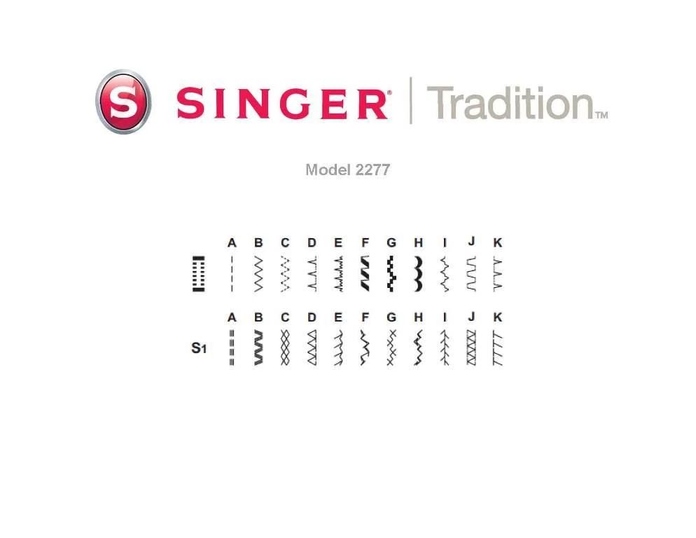 Singer Refurbished Tradition 2277 Sewing Machine stitch chart
