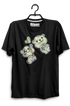 Black t-shirt with teddy bear design on a hanger, featuring the brand 'Siser'.