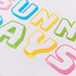 Colorful text 'SUNNY DAYS' on a white background