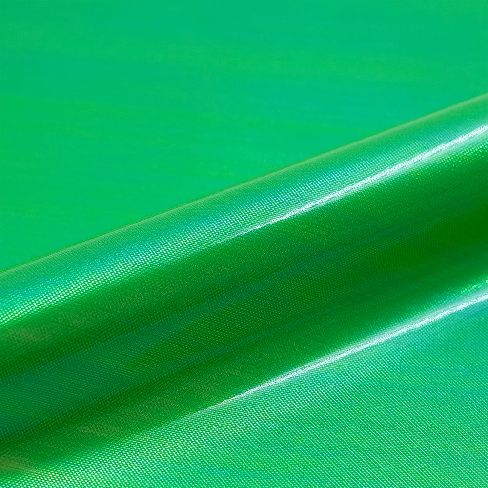 Close-up of green vinyl roll with a slight sheen