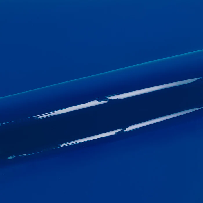 Close-up of a blue roll of vinyl