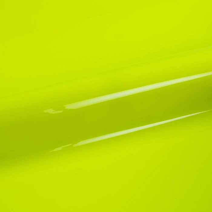 Close-up of a bright yellow vinyl with a subtle reflection.