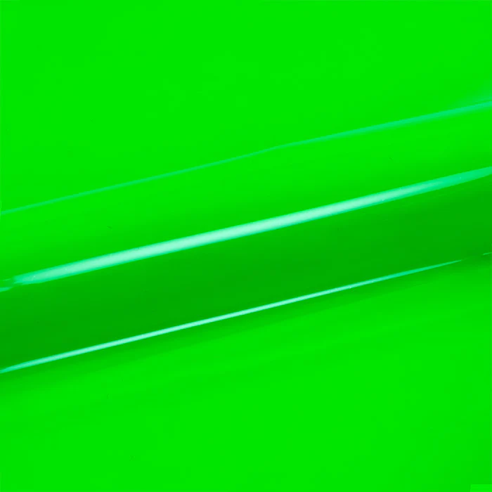 Neon green vinyl roll with light reflection
