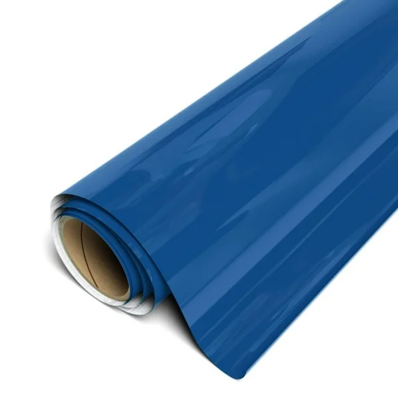 Roll of blue vinyl wrap on a white background